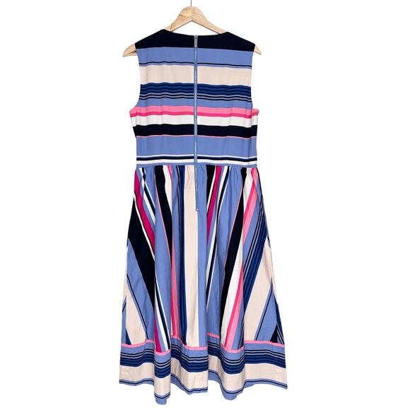 NWOT Kate Spade Striped Sleeveless Fit and Flare Midi Dress | Pink Blue | SZ 12 - Picture 4 of 10
